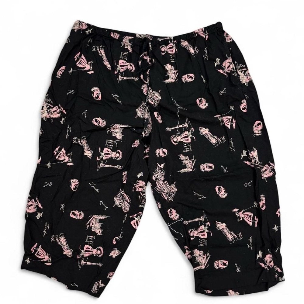 Vintage 90’s Victoria Jones Cotton Capri Pants Travel World Print London & Rome